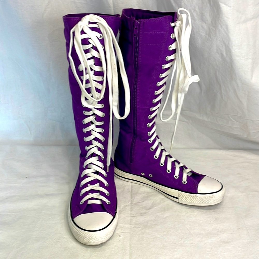 Purple High Top Calf High Imitation Converse Sneaker Tennis Shoe